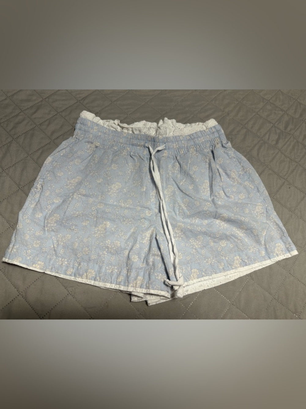 ⭐️5/25⭐️Light Blue Floral Elastic-Waist Women's Athletic Shorts